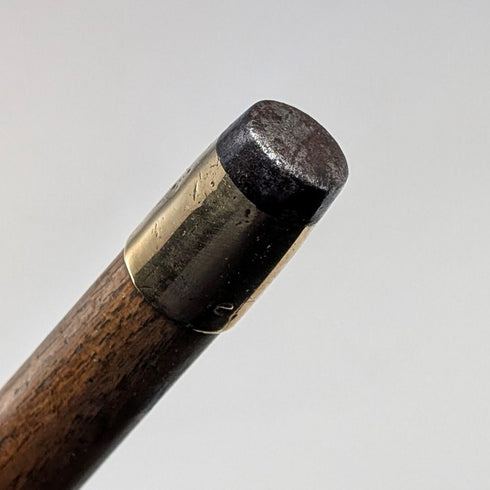 Antique Brown and Tan Marquetry Rondelle Handle Walking Stick 88cm